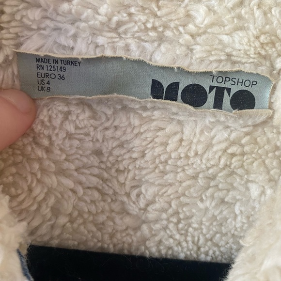 Topshop Moto Western Shearling Sherpa Jean Jacket - Picture 11 of 11